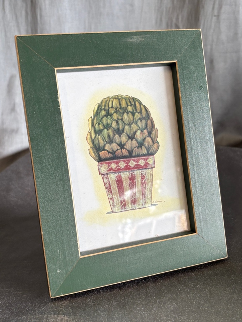 Framed Green Accent Picture Frame with Botanical Print